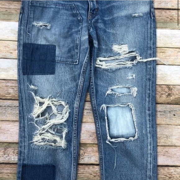 Moussy Distressed Patch Jeans - Picture 2 of 8